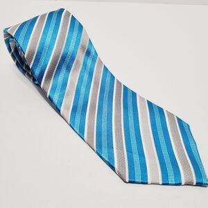 Countess Mara Blue & Silver Stripe Men's Designer Silk Neck Tie Jacquard